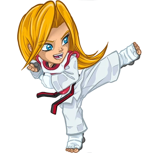 thekvondo, judo girls, dessin animé karatiste, le dessin animé de karaté garçon, fille de caricature karatiste