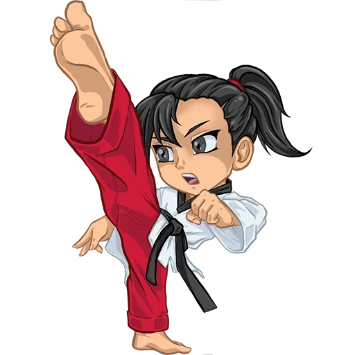 karate, krillin, anime karate von, mädchen karatist, karikaturkarate