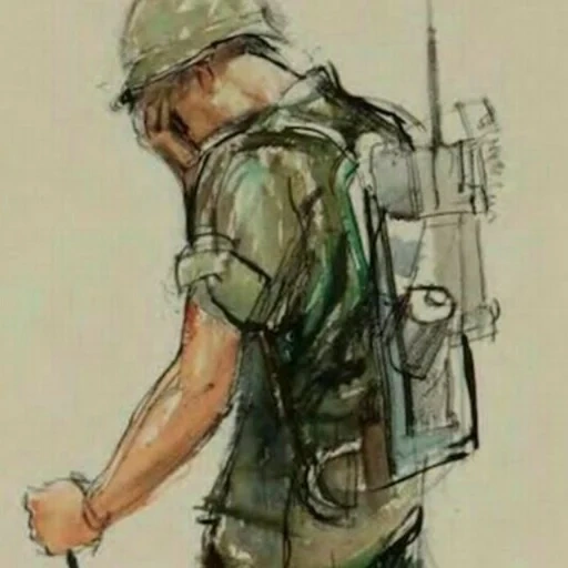soldier, military, soldier pattern, vietnam war, military sketch