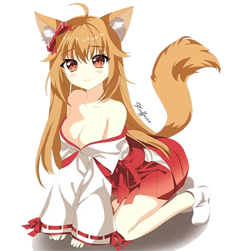 kisune, anime fox, niko kisune, anime anime fox, rendering anime kitune