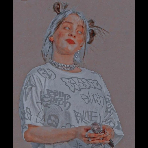 sketch, billy eilish, picture thought, painting art, portrait of billie eilish