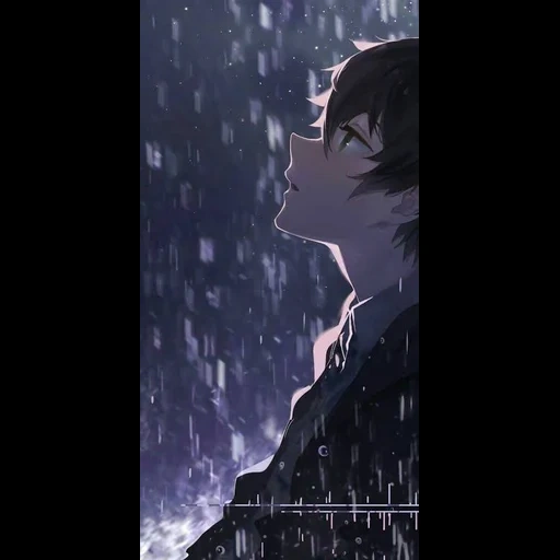 аниме, рисунок, грустные аниме, аниме под дождем, аниме дождь грусть
