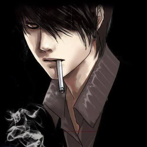anime guys, art with a cigarette, sharkis vincen, anime arta guys, man with a cigarette art