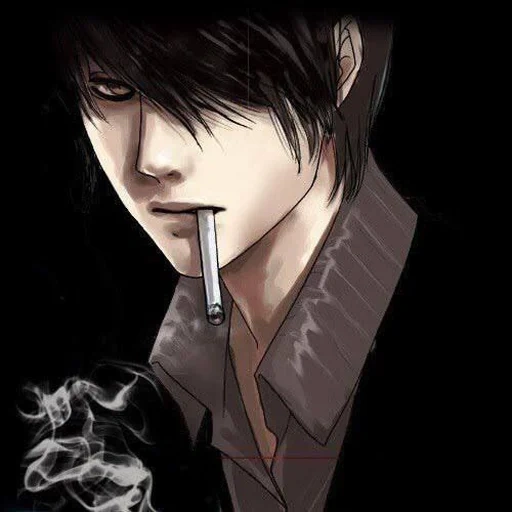 anime pessoal, arte com um cigarro, sharkis vincen, anime arta guys, homem com uma arte de cigarro