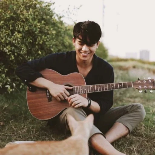 young man, people, guitarist maxim, guitar boy, boy with guitar girl around