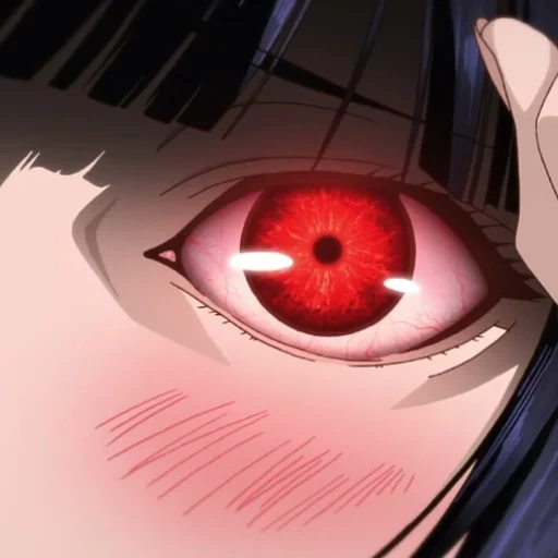 kakegurui, les yeux de l'anime, anime kakeguru, excitation folle kakegurui, anime yeux fous isart