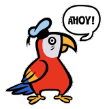 temukan, animasi, kartun parrot merah