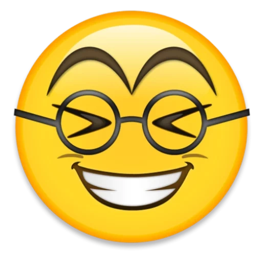 smiley glasses, evil smiley, the smiles are large, smiley with glasses, smiley by an eyepiece