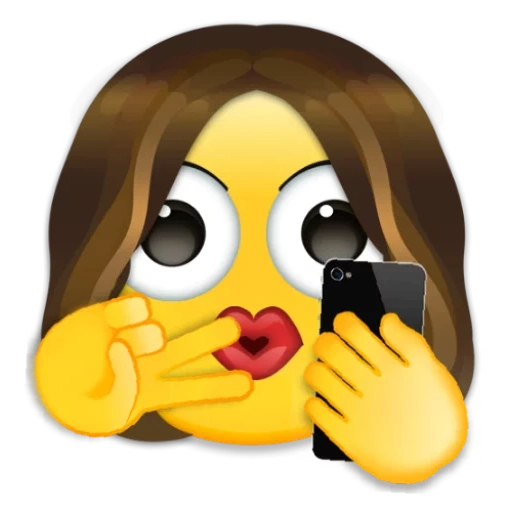 wanita muda, wajah tersenyum, senyumnya besar, emoji menjilat