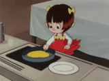 little girl, chen meatballs, the items on the table, anime girl bamboo burning, chibi meatballs-chen animation series