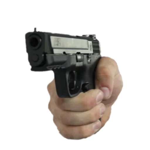 pistolenschlag, hände mit einer pistole, gaspistolenblase, pneumatische pistole zur hand, aerosol pistol strike-m2