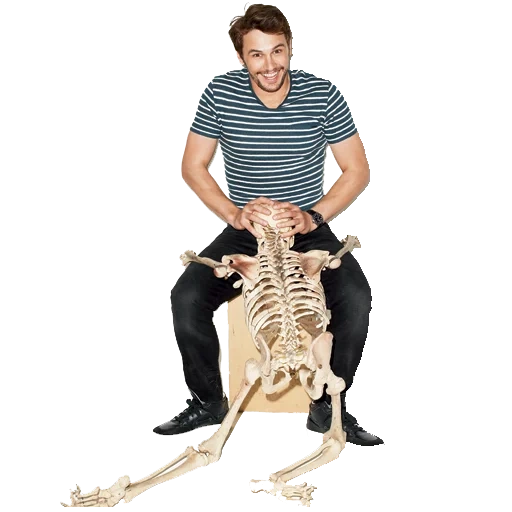 james franco, man skeleton, james franco gq, franco james with his back, toy skeleton organs