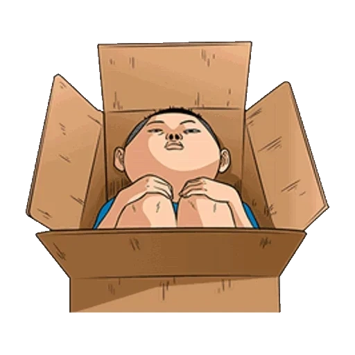 картон коробка, ребенок коробке, мальчик коробке, картонная коробка, on the box мультяшный