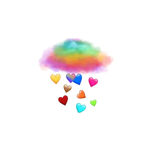 heart emoji, emoji iphone, радужный цвет эмодзи, разноцветный акварельное облако