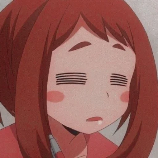 menina anime, personagem de anime, cantora yasukha ebina, rosto de ulaka ochaco, animação de meme ulaka