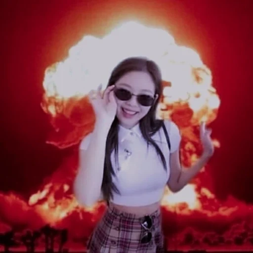 jennie, menina, pessoas, menina, sonhando com uma explosão de bombardeio