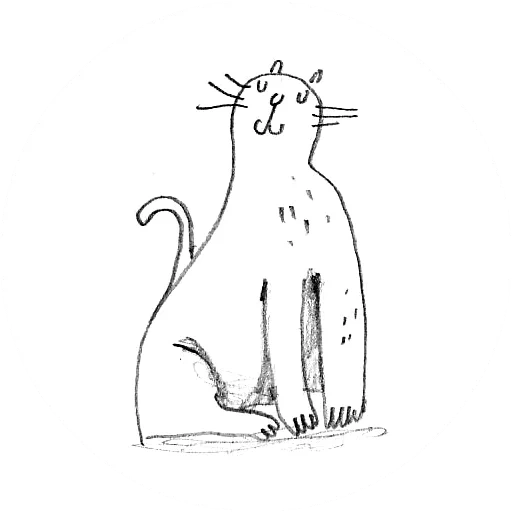 кот, иллюстрация кот, иллюстрация кошка, кошка рисунок карандашом, кошка упрощенный рисунок