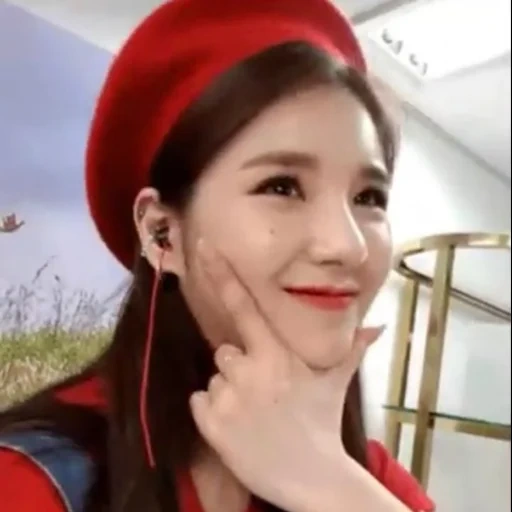 asiático, mulher, jovem, velvet vermelho yeri, veludo vermelho irene