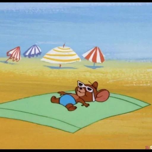 die katze, tom jerry, gribbiler, animation für kinder, the little mouse jerry beach