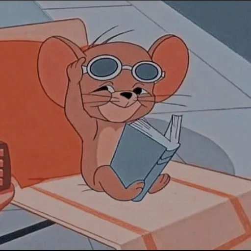jerry, tom jerry, jerry avec livre de lunettes, la souris de jerry avec des lunettes
