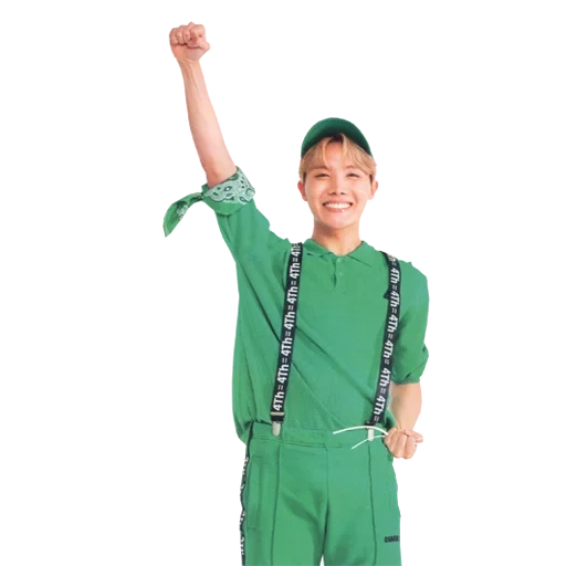 disfraz verde, verde coreano, jay hope zelen, camisa verde de hosk, hosk es un traje verde