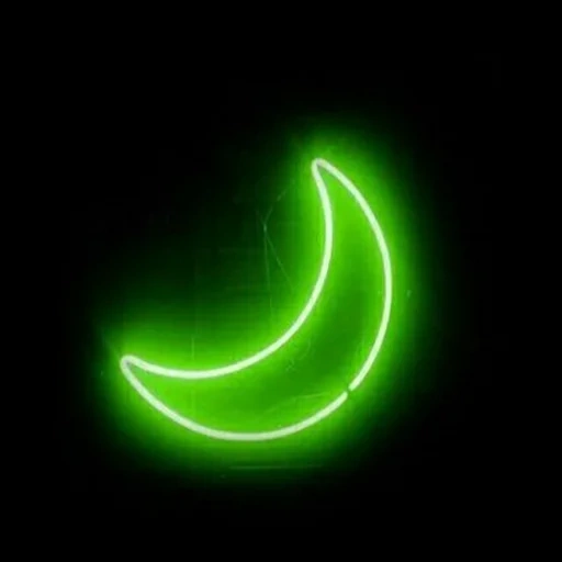 mond neon, neonmond, leuchtreklamen, neoncrescent, neongrüne farbe