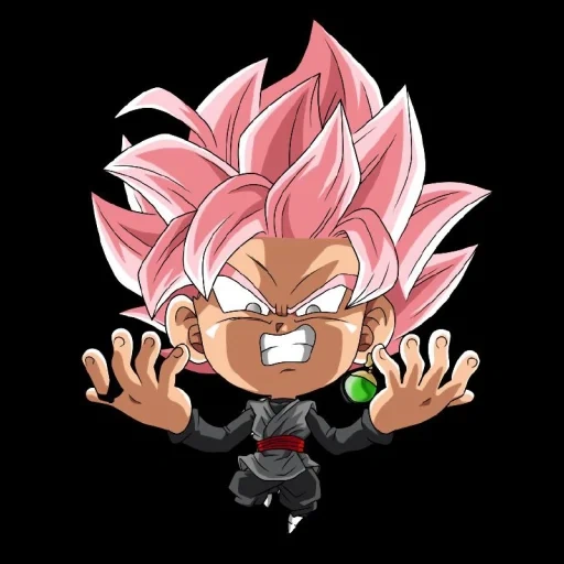 goku chibi, goku black chibi, dragon ball, chibi super sayan, goku black ssj rose red