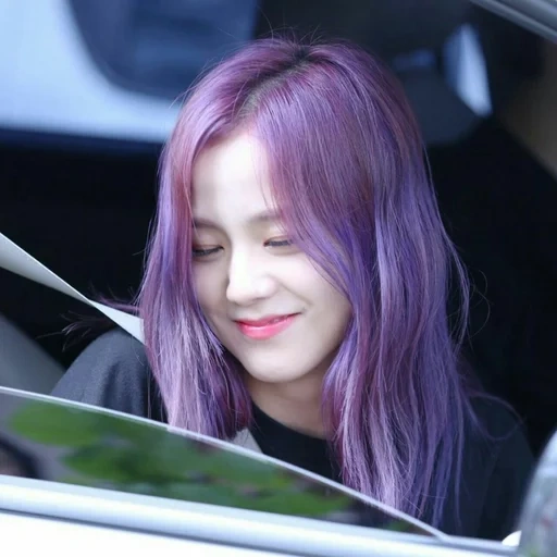 kim ji-soo, black powder, rose blackpink, jisoo blackpink, rose black pink and purple hair