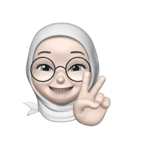 memoji, menina, hute emoji, hijab cartoon, pintura de expressão