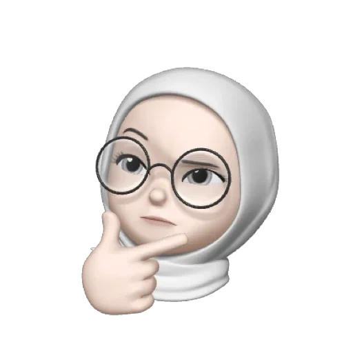 kartun, memoji, young woman, hijab cartoon