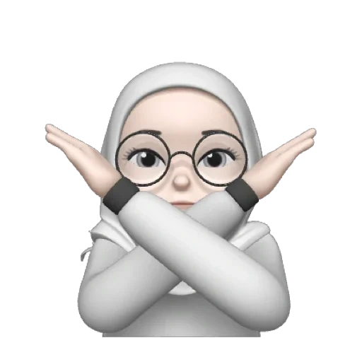 emoji, memoji, young woman, character, hijab cartoon