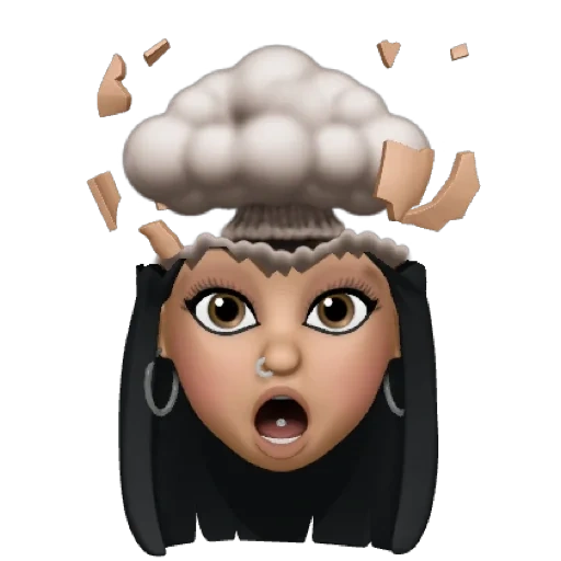 ребенок, memoji apple, смайлик взрыв мозга, смайлик взрывающейся головой, анимоджи девушка взрыв мозга