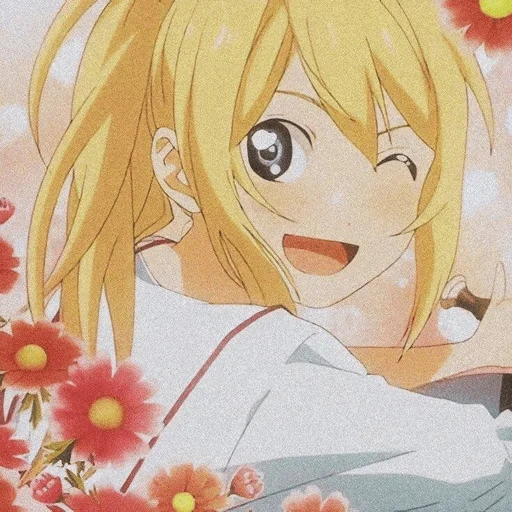 anime de fleurs de cerisier, kaoru miyazong, personnages d'anime, tes mensonges d'avril, fille de bande dessinée en mouvement