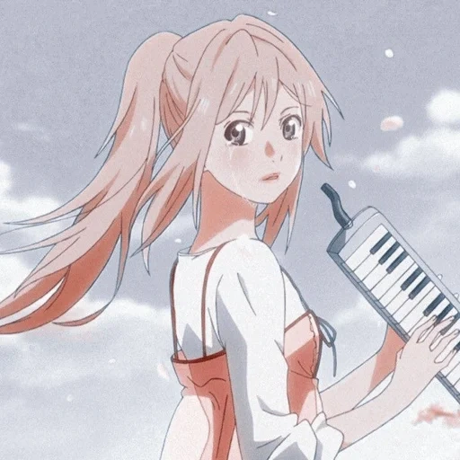 asuna, menina anime, papel de animação, sua mentira em abril, pintura de garota anime