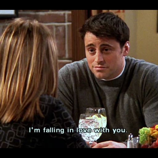 joe rachel, field of the film, joey tribbiani, tv series friends joey rachel, oh my god i think im in love with you