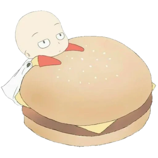 anime, anime, hamburger-hamburger, modello di cibo, illustrazione del cibo