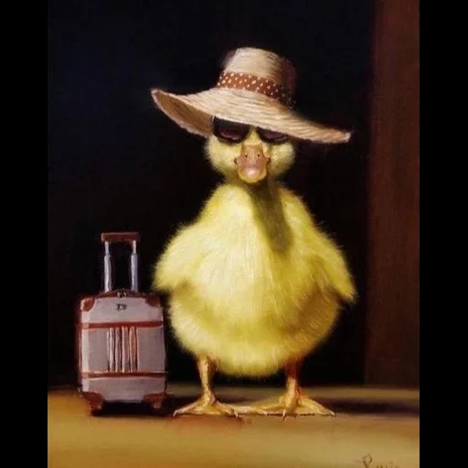 canard, caneton, toile d'impression, le chapeau de poulet, illustration de canard