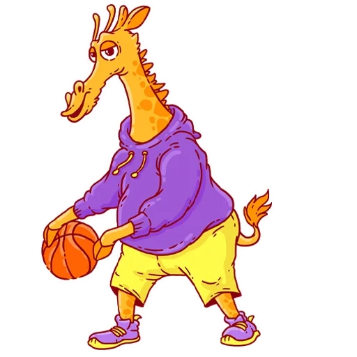 zhora, corbeille, joueur de basketball, la girafe danse, dessin de la girafe
