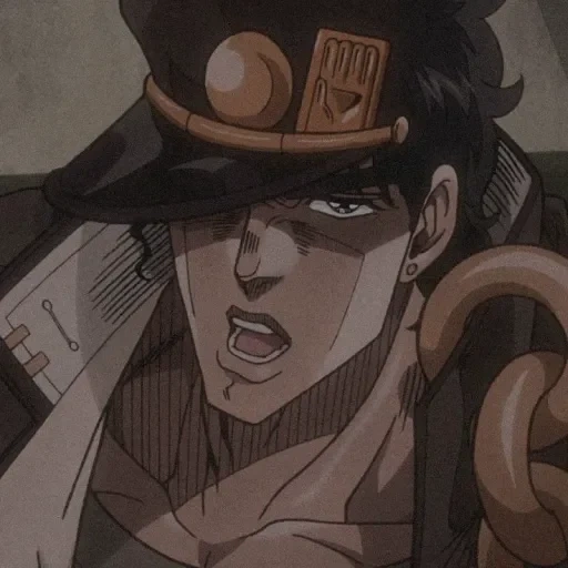 jotaro, jotaro, jotaro kujo, jotaro melempar iggi, jotaro kujo tertawa