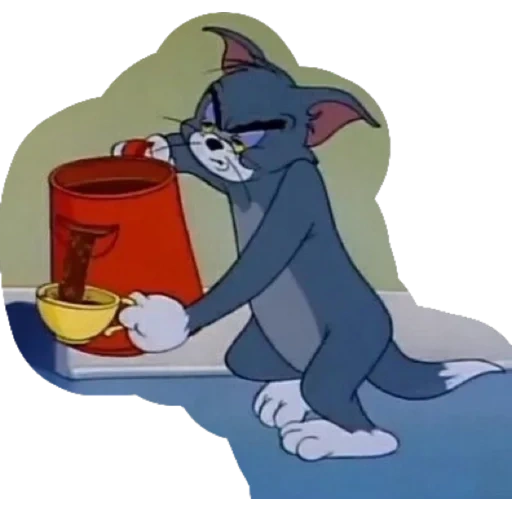 gato, tom jerry, café de gato tom, tom está tomando café, tom jerry tom coffee