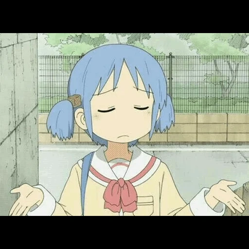 nichijou, аниме смешные, рисунки аниме, аниме мелочи жизни, nichijou no 0-wa мелочи жизни