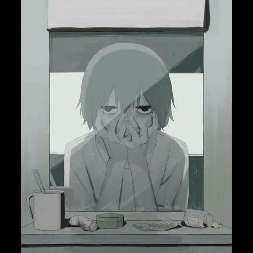 рисунок, грустные аниме, манга грустная, грустный аниме парень, грустные аниме рисунки