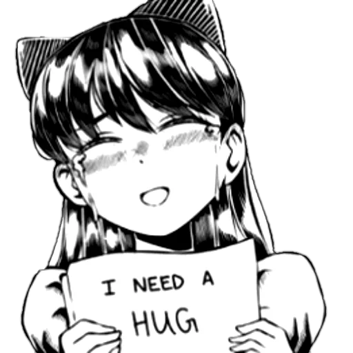 рисунок, манга аниме, i need a hug, коми аниме тян