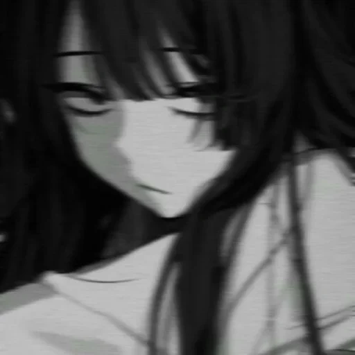 figure, dark anime, anime girl, anime girl, sad animation