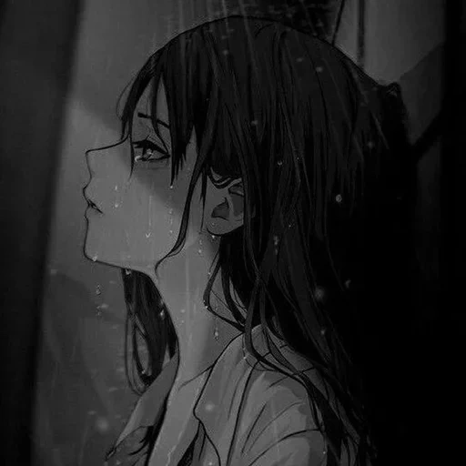 animation, figure, sad animation, cartoon art girl, anime crying girl