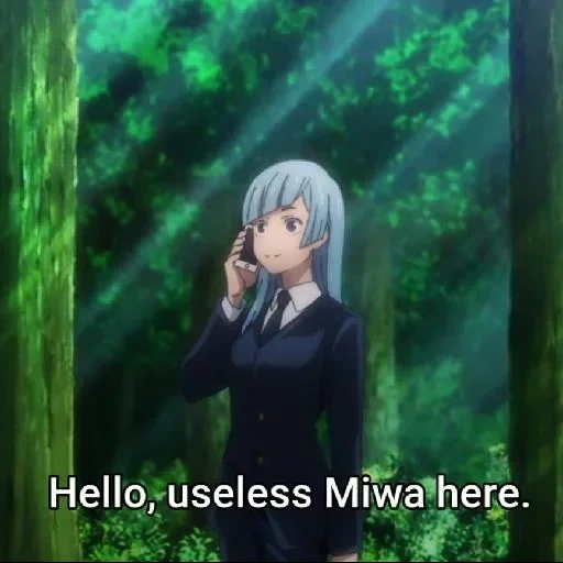 animation, cartoon characters, anime magic, jujutsu kaisen miwa, hello useless miwa here