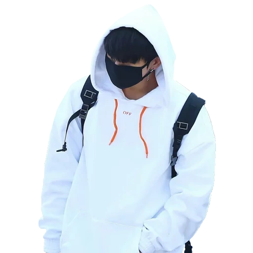 jungkook bts, korean guys in masks, clothing, with a hood, korean men