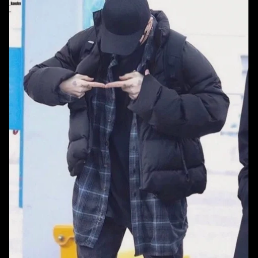 human, bts dark skinned, men's down jacket, the style of jungkook winter, airport style 191203 jungkook