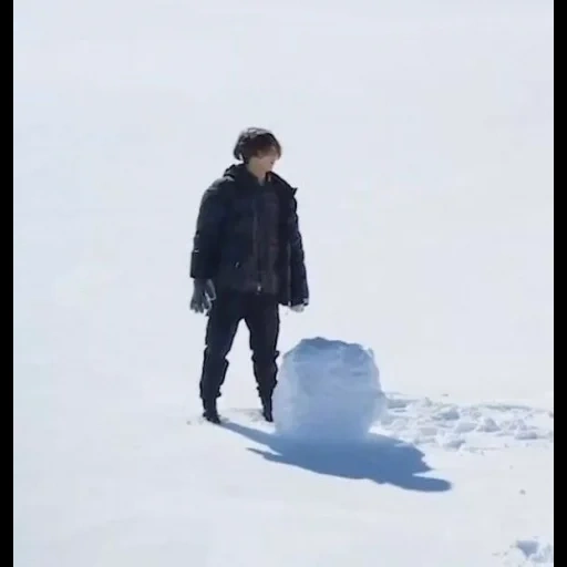 guy, the male, human, monk snow, man field in winter