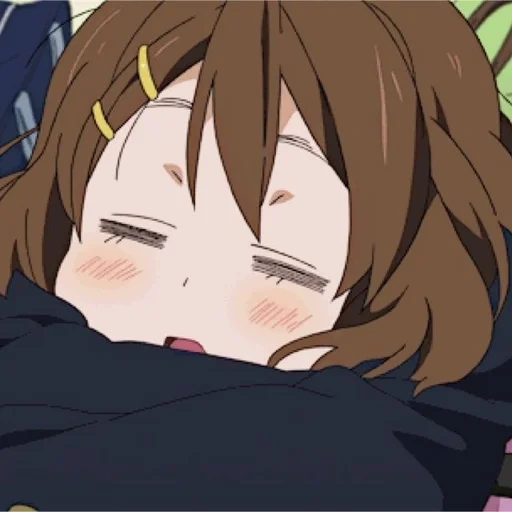 anime, linda anime, yui hirasawa está dormindo, capa de ícone de anime, lindos personagens de anime
